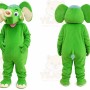 Green Elephant Mascot Costume with Custom Logo