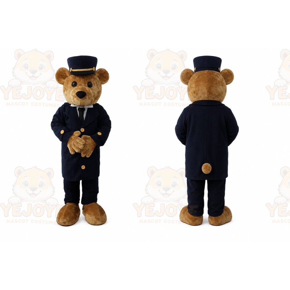 Brown Bear Mascot Costume with Custom Logo