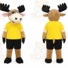 Brown Moose Mascot Costume with Custom Logo