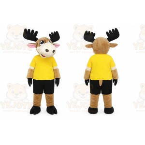 Brown Moose Mascot Costume with Custom Logo