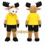 Brown Moose Mascot Costume with Custom Logo