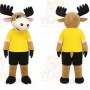 Brown Moose Mascot Costume with Custom Logo