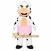 White Cow Mascot Costume with Custom Logo
