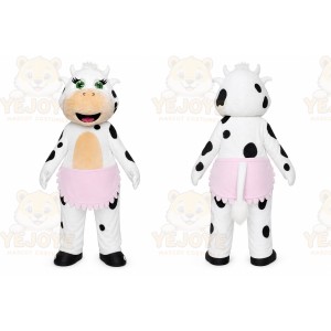White Cow Mascot Costume with Custom Logo