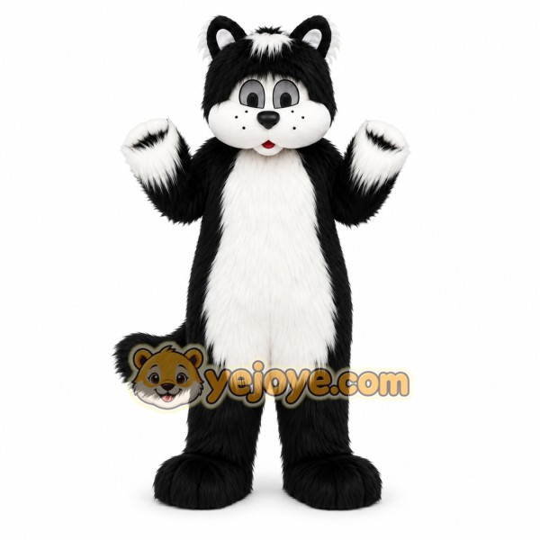 Black Cat Mascot Costume with Custom Logo