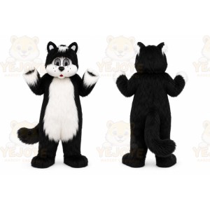 Black Cat Mascot Costume with Custom Logo