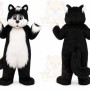 Black Cat Mascot Costume with Custom Logo