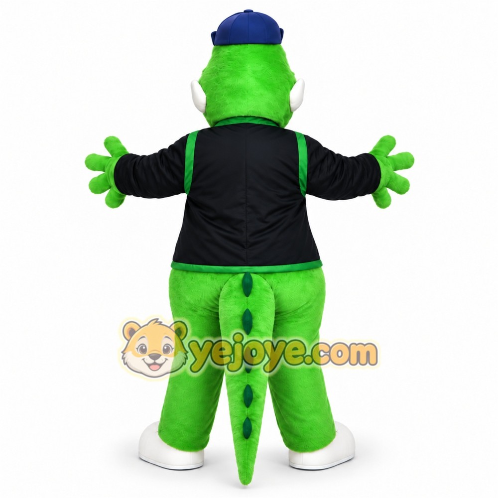 Green Dinosaur Mascot Costume with Custom Logo Green Dinosaur Mascot Costume with Custom Logo