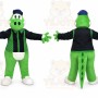 Green Dinosaur Mascot Costume with Custom Logo