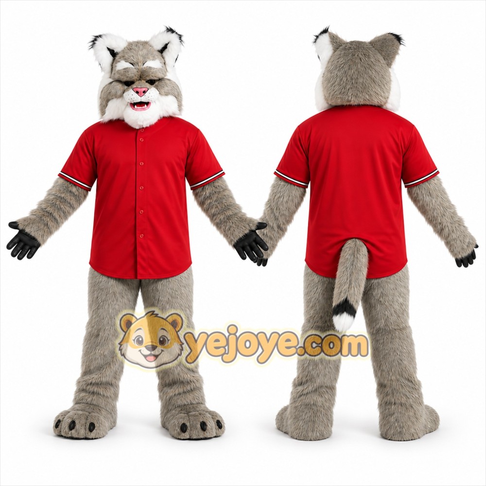 Gray Cat Mascot Costume with Custom Logo Gray Cat Mascot Costume with Custom Logo