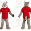 Gray Cat Mascot Costume with Custom Logo