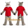 Gray Cat Mascot Costume with Custom Logo