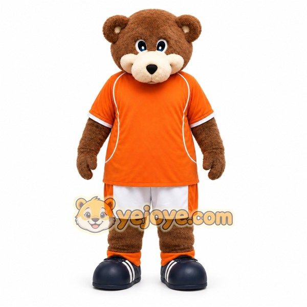 Brown Bear Mascot Costume with Custom Logo