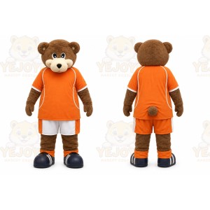 Brown Bear Mascot Costume with Custom Logo