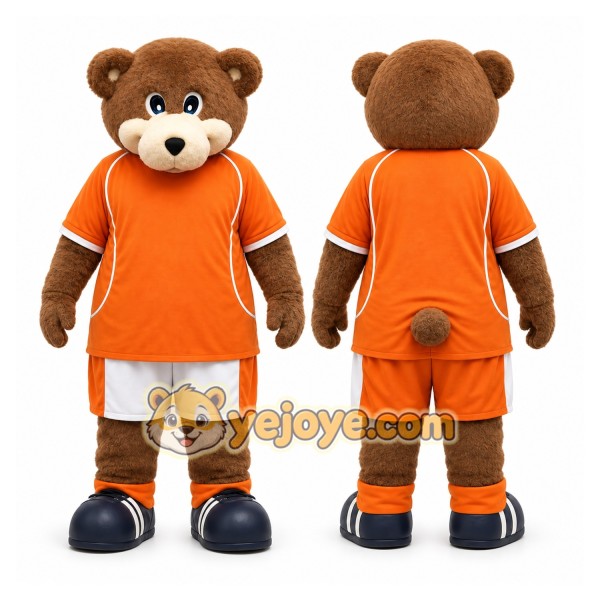 Brown Bear Mascot Costume with Custom Logo