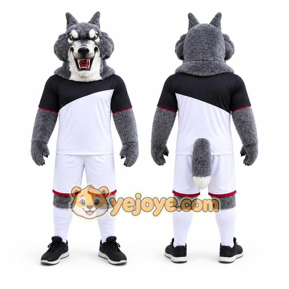 Gray Wolf Mascot Costume with Custom Logo Gray Wolf Mascot Costume with Custom Logo