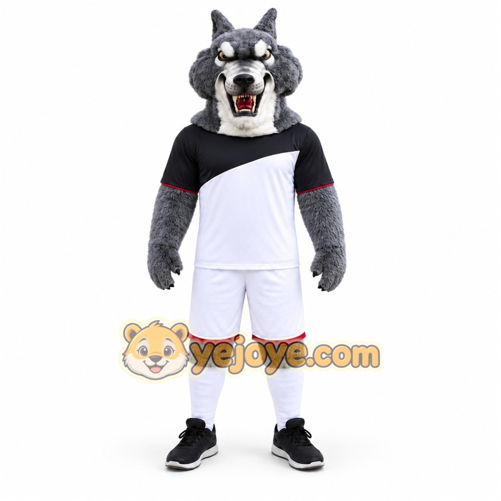 Gray Wolf Mascot Costume with Custom Logo Gray Wolf Mascot Costume with Custom Logo