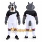 Gray Wolf Mascot Costume with Custom Logo