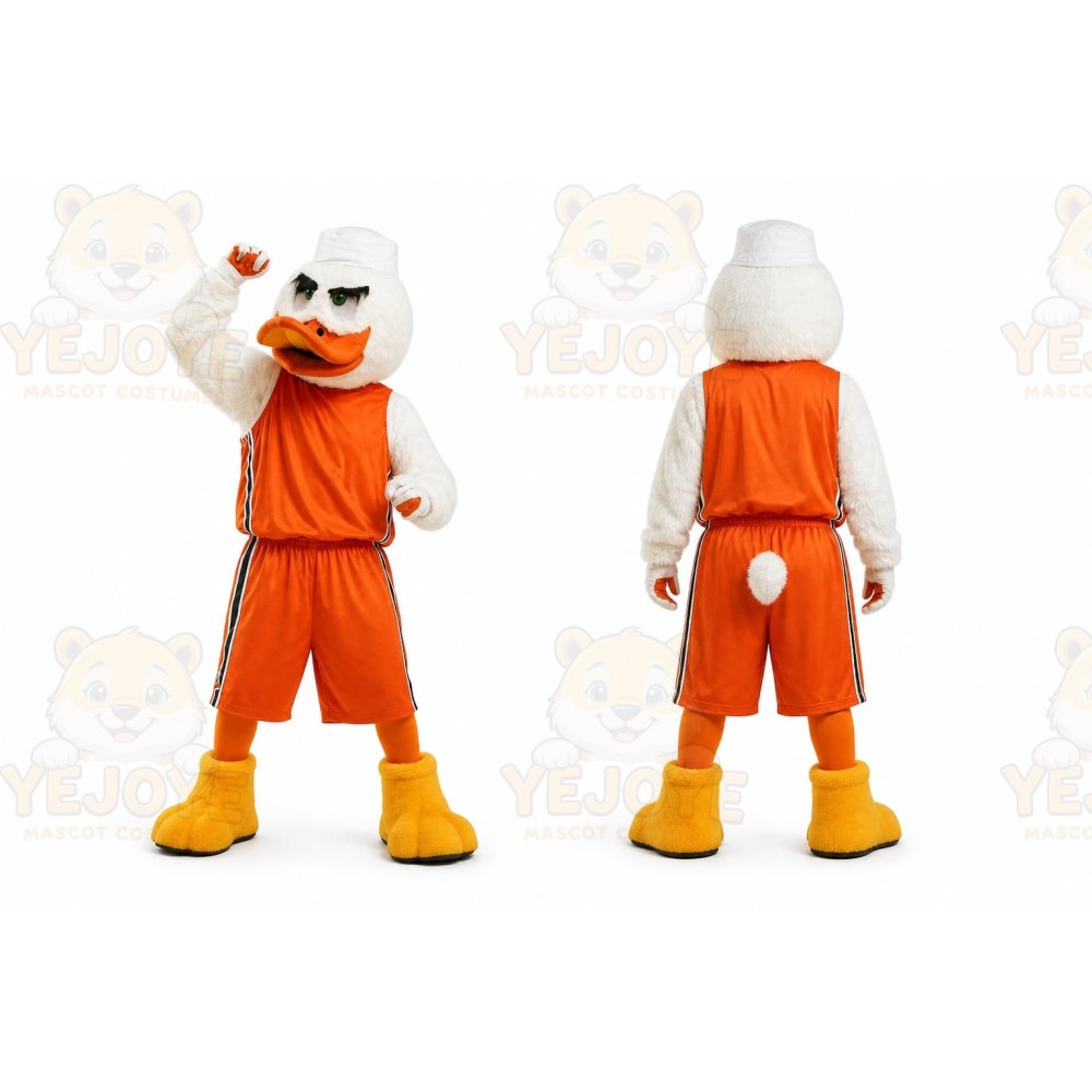 White Duck Mascot Costume with Custom Logo
