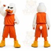 White Duck Mascot Costume with Custom Logo