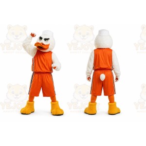 White Duck Mascot Costume with Custom Logo