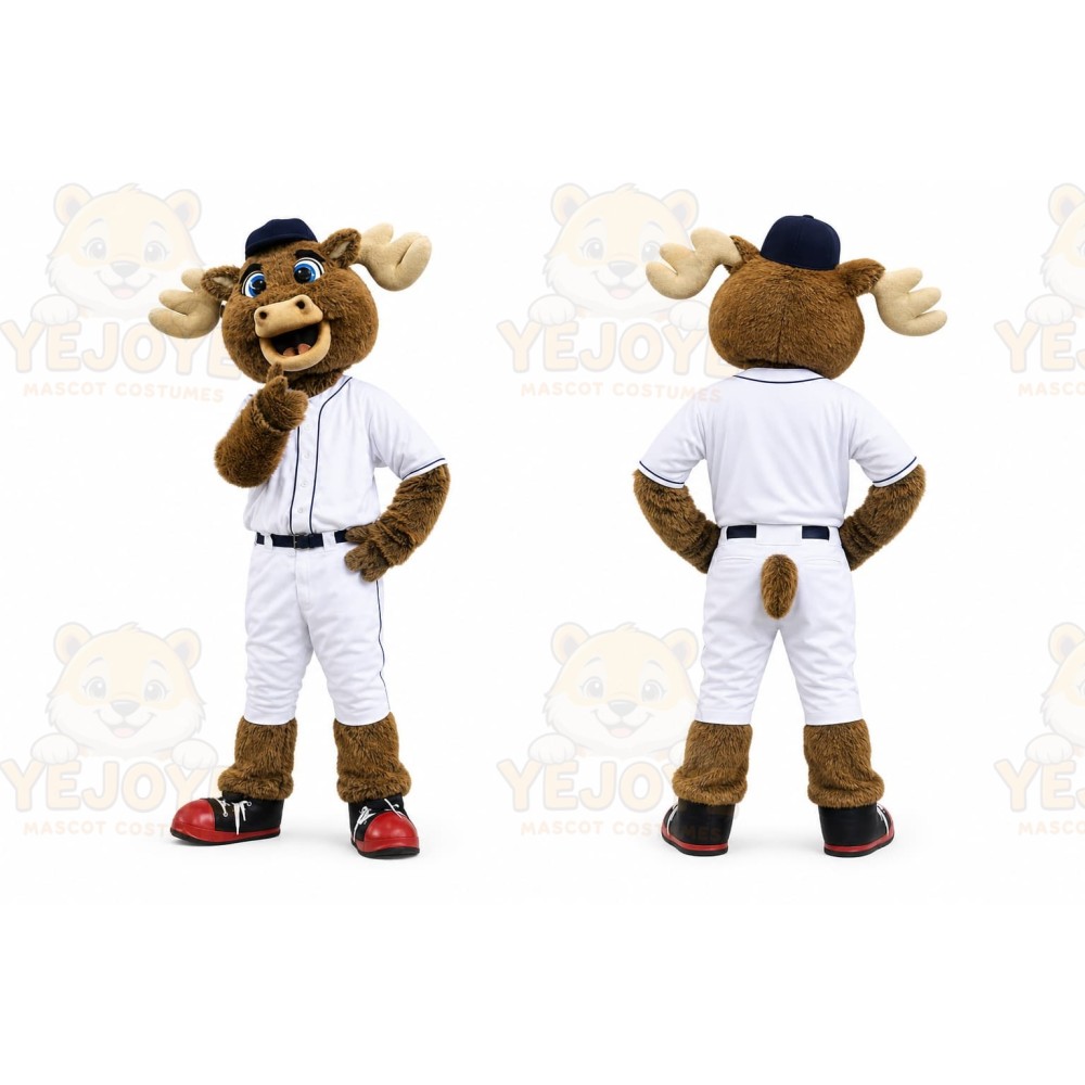 Brown Moose Mascot Costume with Custom Logo