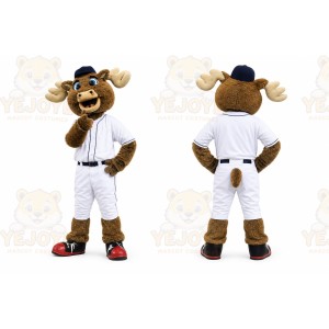 Brown Moose Mascot Costume with Custom Logo