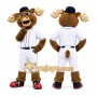 Brown Moose Mascot Costume with Custom Logo