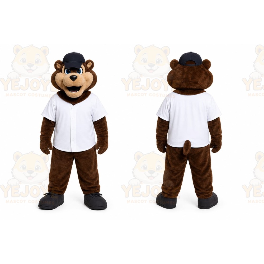 Brown Bear Mascot Costume with Custom Logo
