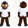 Brown Bear Mascot Costume with Custom Logo