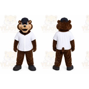Brown Bear Mascot Costume with Custom Logo