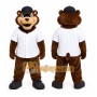 Brown Bear Mascot Costume with Custom Logo