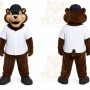 Brown Bear Mascot Costume with Custom Logo