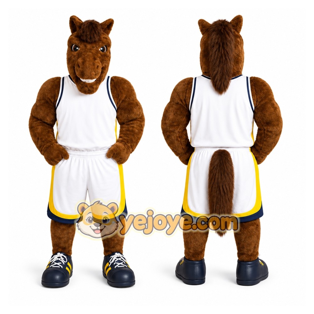 Brown Horse Mascot Costume with Custom Logo Brown Horse Mascot Costume with Custom Logo