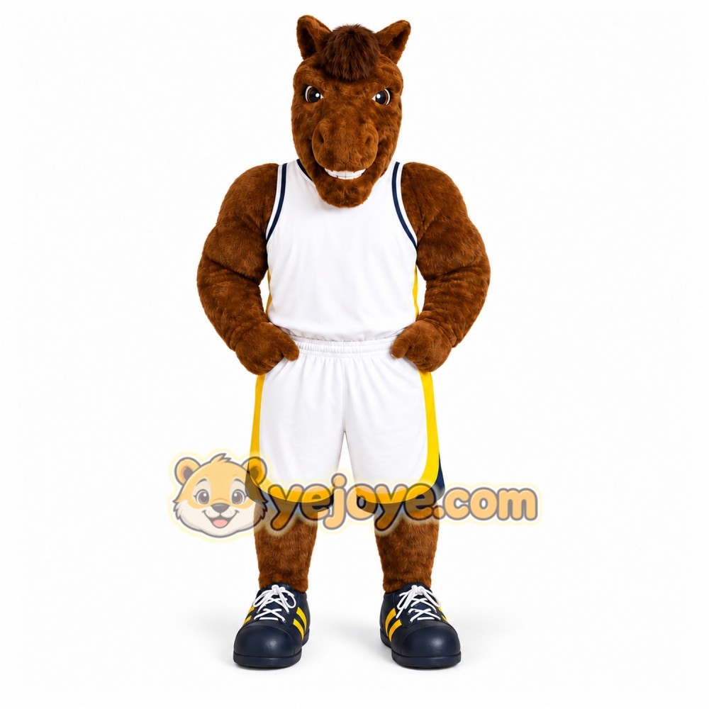 Brown Horse Mascot Costume with Custom Logo Brown Horse Mascot Costume with Custom Logo