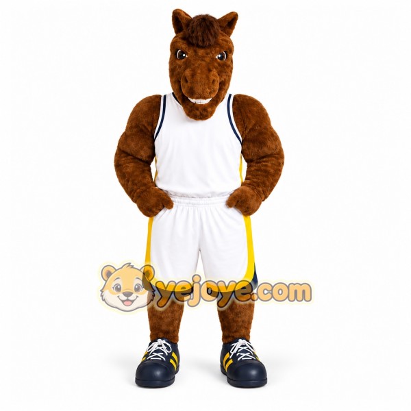 Brown Horse Mascot Costume with Custom Logo