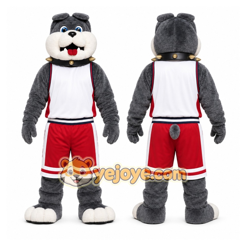 Gray Dog Mascot Costume with Custom Logo Gray Dog Mascot Costume with Custom Logo