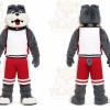 Gray Dog Mascot Costume with Custom Logo