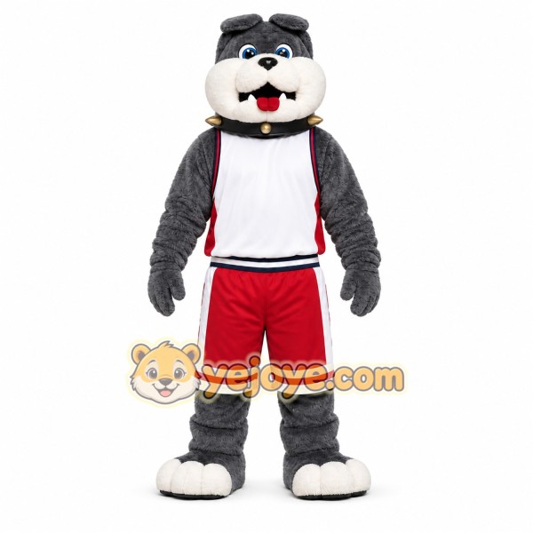 Gray Dog Mascot Costume with Custom Logo Gray Dog Mascot Costume with Custom Logo