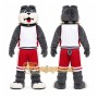 Gray Dog Mascot Costume with Custom Logo