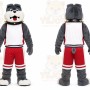 Gray Dog Mascot Costume with Custom Logo