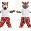 Gray Wolf Mascot Costume with Custom Logo