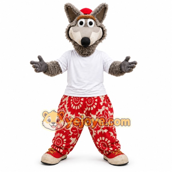 Gray Wolf Mascot Costume with Custom Logo Gray Wolf Mascot Costume with Custom Logo