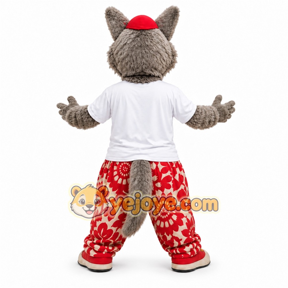 Gray Wolf Mascot Costume with Custom Logo Gray Wolf Mascot Costume with Custom Logo