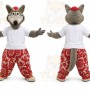 Gray Wolf Mascot Costume with Custom Logo
