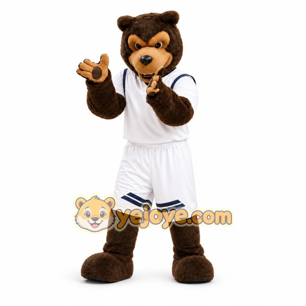 Brown Bear Mascot Costume with Custom Logo