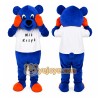 Blue Bear Mascot Costume with Custom Logo