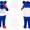 Blue Bear Mascot Costume with Custom Logo