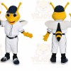 Yellow Bee Mascot Costume with Custom Logo