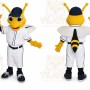 Yellow Bee Mascot Costume with Custom Logo